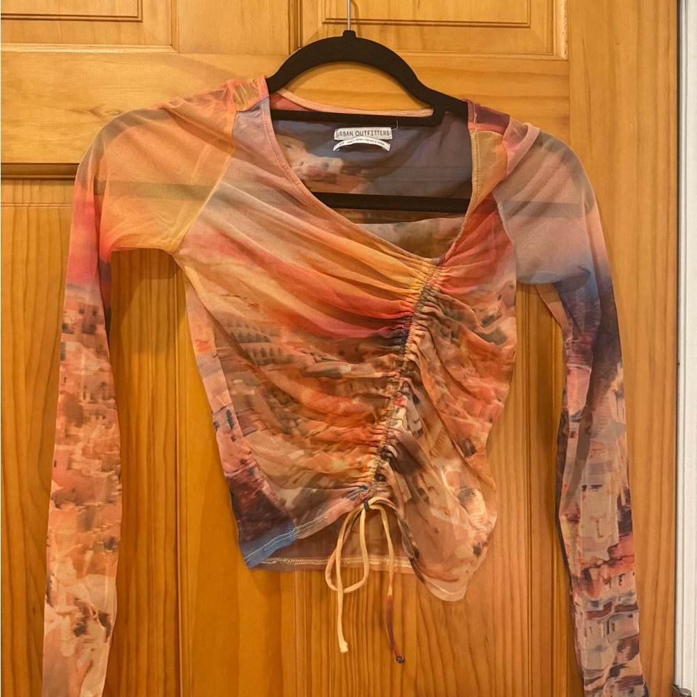 Sheer Multicolor Ruched Top